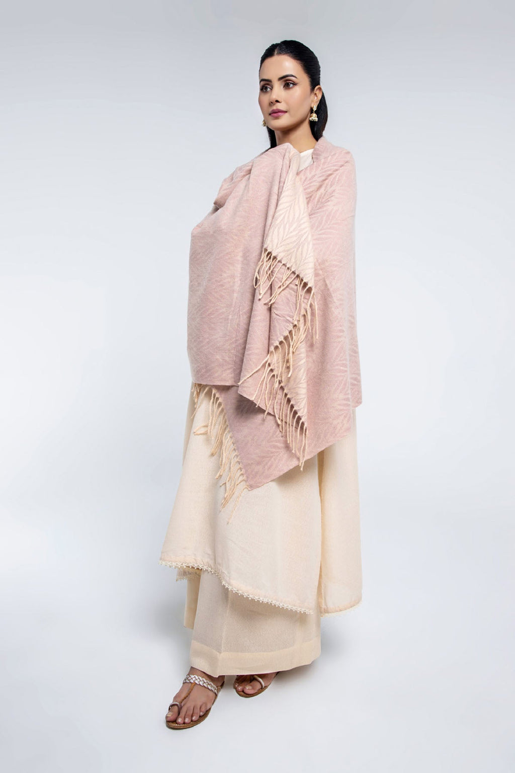 Peach Wool Stole by The Fabric Store