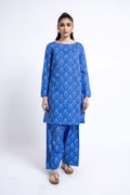 Printed Blue Lawn 2-Piece Unstitched Suit by The Fabric Store