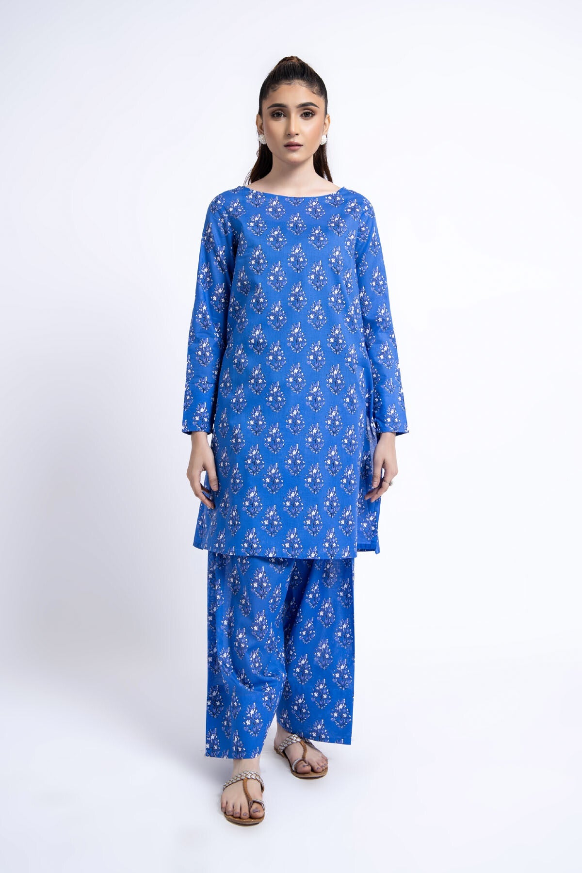 Printed Blue Lawn 2-Piece Unstitched Suit by The Fabric Store